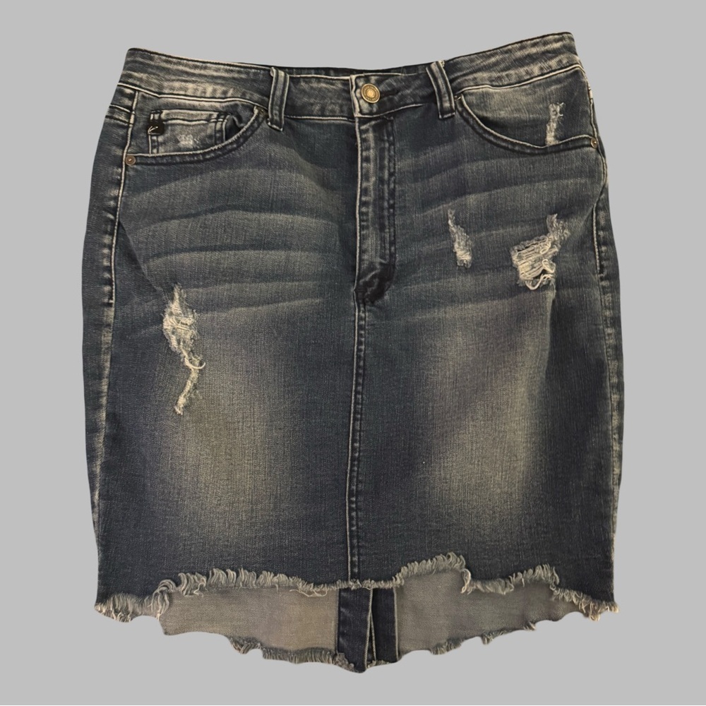 KANCAN Women’s Frayed Jean Skirt